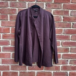 Eileen Fisher $328 Double-Knit Flex Ponte Open Front Blazer Jacket Brownstone XS